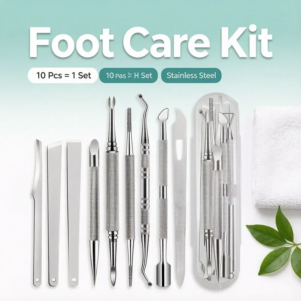 Foot File Kit 10Pcs Stainless  - Mens Grooming Travel Kit recension och pris